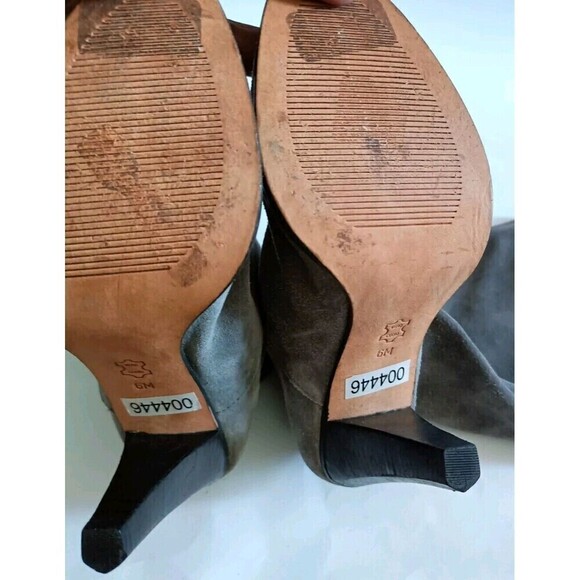 Michael Kors Knee High Boots Size 6 Leather Suede Pull On Cone High Heel Gray - Picture 11 of 14